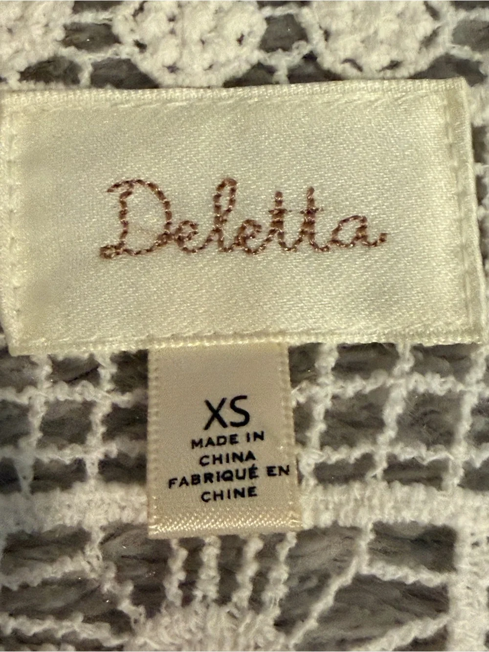 Anthropologie Deletta Ivory crochet -SZ XS* - Bell Sleeves Top